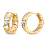 Tarnish-resistant Silver Lab-Grown Moissanite Classic Hoop Earrings with Sterling Silver Ear Post In 14K Gold Plated