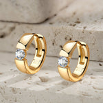 Tarnish-resistant Silver Lab-Grown Moissanite Classic Hoop Earrings with Sterling Silver Ear Post In 14K Gold Plated