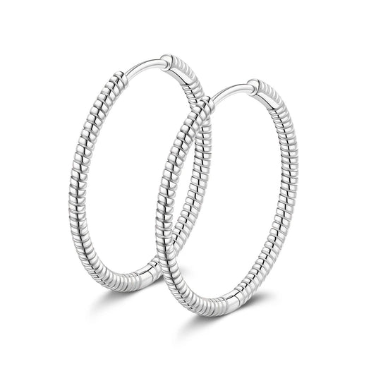 gon- Tarnish-resistant Silver Classic Hoop Earrings with Sterling Silver Ear Post In White Gold Plated