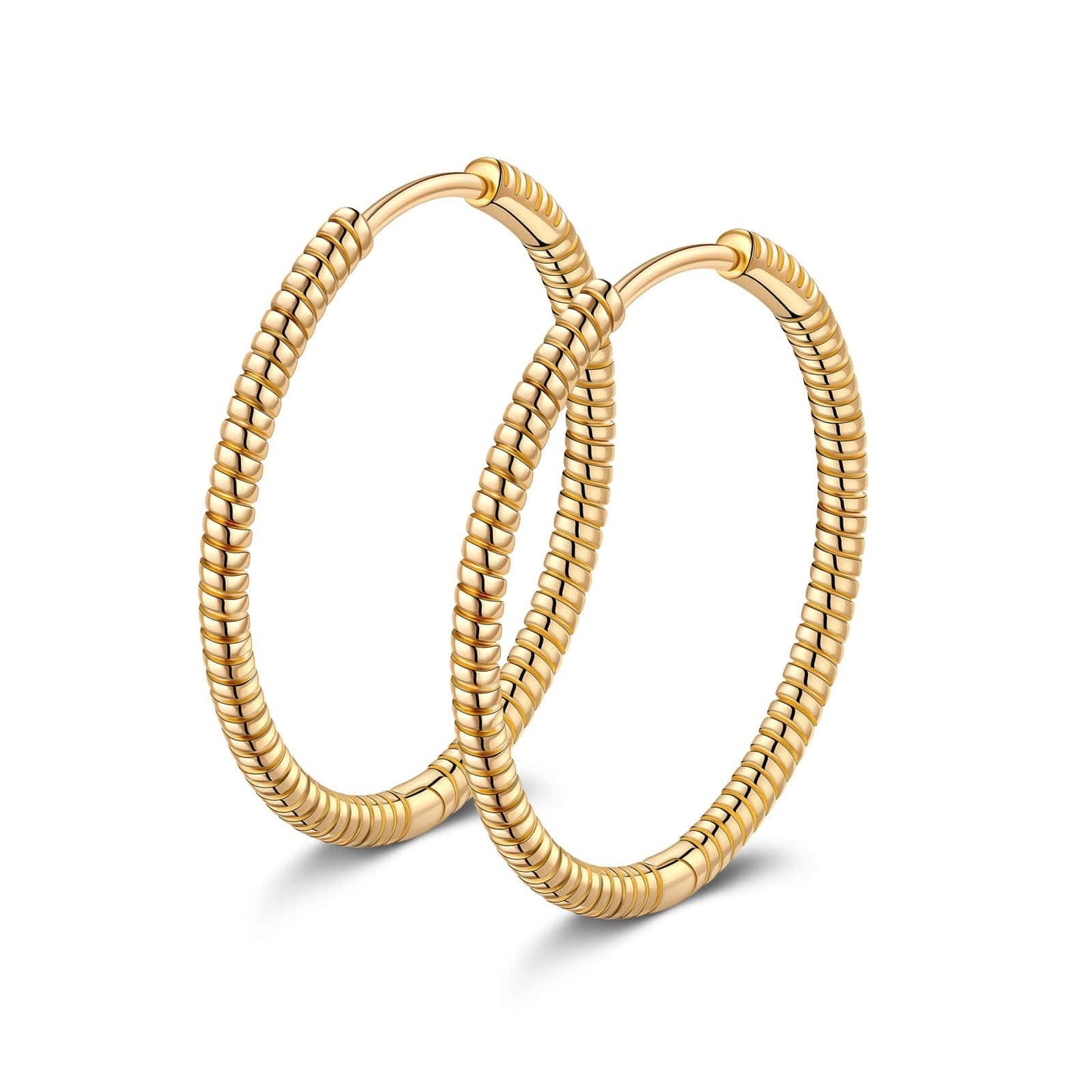 Tarnish-resistant Silver Classic Hoop Earrings with Sterling Silver Ear Post In 14K Gold Plated