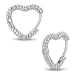 Pure Heart Tarnish-resistant Silver Classic Hoop Earrings with Sterling Silver Ear Post In White Gold Plated
