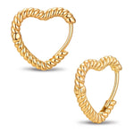 Pure Heart Tarnish-resistant Silver Classic Hoop Earrings with Sterling Silver Ear Post In 14K Gold Plated
