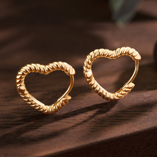 gona- Pure Heart Tarnish-resistant Silver Classic Hoop Earrings with Sterling Silver Ear Post In 14K Gold Plated