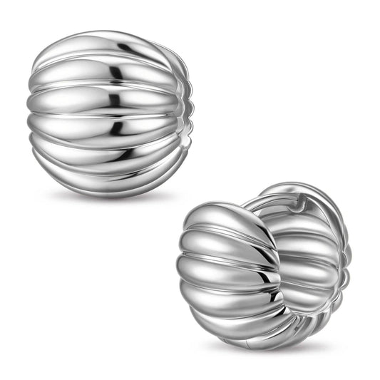 gona- Auric Waves Tarnish-resistant Silver Classic Hoop Earrings with Sterling Silver Ear Post In White Gold Plated