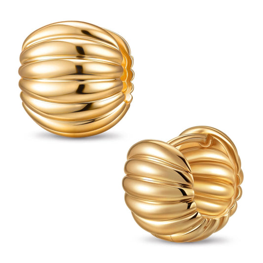gona- Auric Waves Tarnish-resistant Silver Classic Hoop Earrings with Sterling Silver Ear Post In 14K Gold Plated