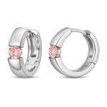Tarnish-resistant Silver Lab-Grown Padparadscha Classic Hoop Earrings with Sterling Silver Ear Post In White Gold Plated