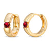 Tarnish-resistant Silver Lab-Grown Ruby Classic Hoop Earrings with Sterling Silver Ear Post In 14K Gold Plated