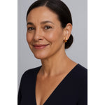 Tarnish-resistant Silver Lab-Grown Ruby Classic Hoop Earrings with Sterling Silver Ear Post In 14K Gold Plated
