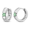 Tarnish-resistant Silver Lab-Grown Green Sapphire Classic Hoop Earrings with Sterling Silver Ear Post In White Gold Plated
