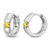 Tarnish-resistant Silver Lab-Grown Yellow Sapphire Classic Hoop Earrings with Sterling Silver Ear Post In White Gold Plated