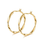Sterling Silver M Size Classic Hoop Earrings In 14K Gold Plated
