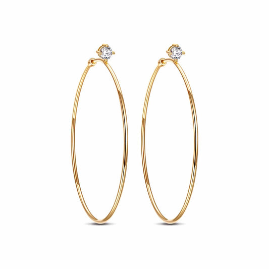 gona- Tarnish-resistant Silver L Size Classic Hoop Earrings with Sterling Silver Ear Post In 14K Gold Plated