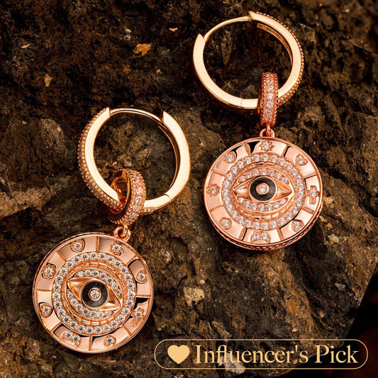 gon- [💥As @svetlana_rusan's Pick] Evil Eyes Tarnish-resistant Silver Charms Earrings Set In Rose Gold Plated