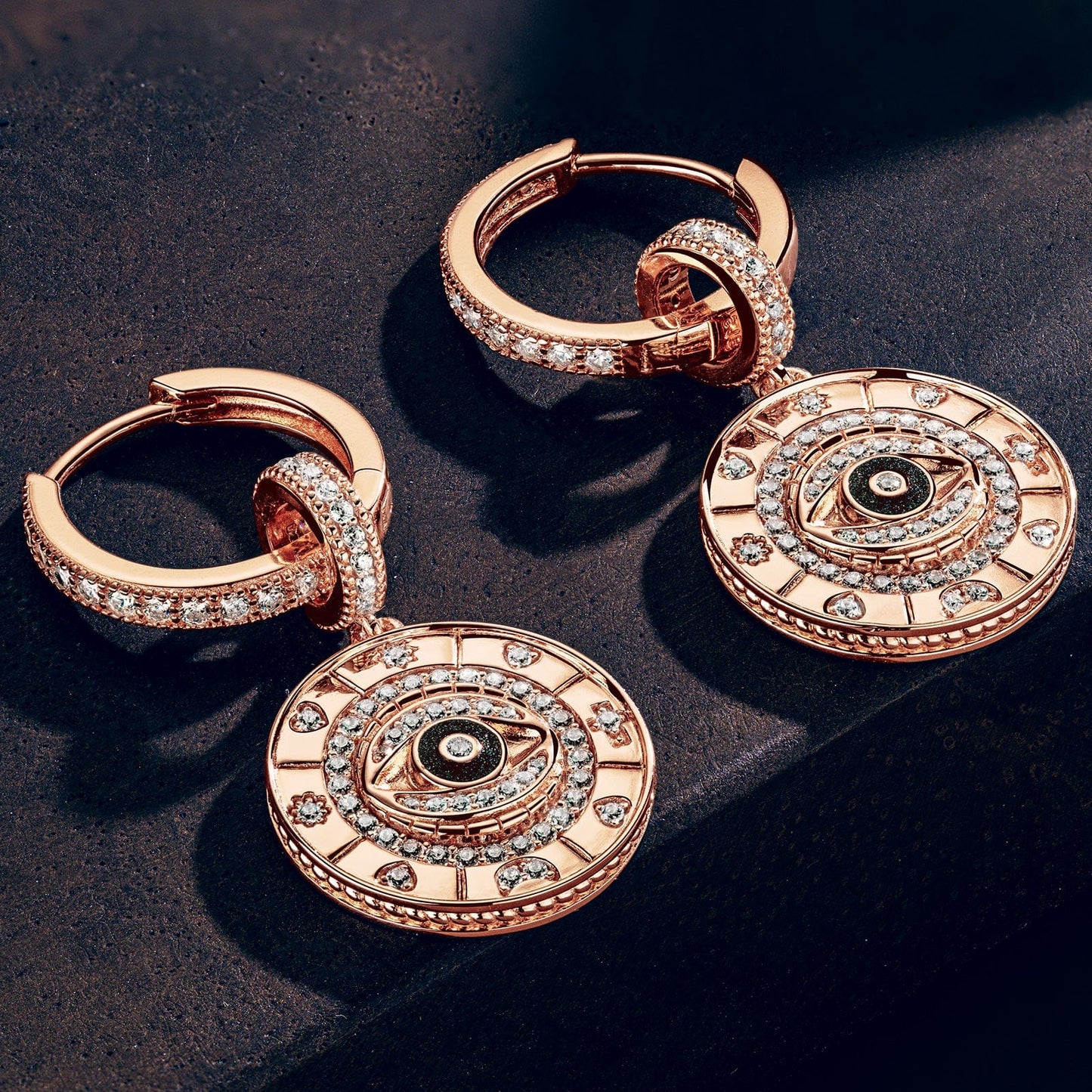 [💥As @svetlana_rusan's Pick] Evil Eyes Tarnish-resistant Silver Charms Earrings Set In Rose Gold Plated