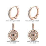 Evil Eyes Tarnish-resistant Silver Charms Earrings Set In Rose Gold Plated