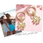 Sterling Silver Lucky Clover Hoop Earrings In 14K Gold Plated