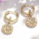 Sterling Silver Little Daisy Hoop Earrings In 14K Gold Plated