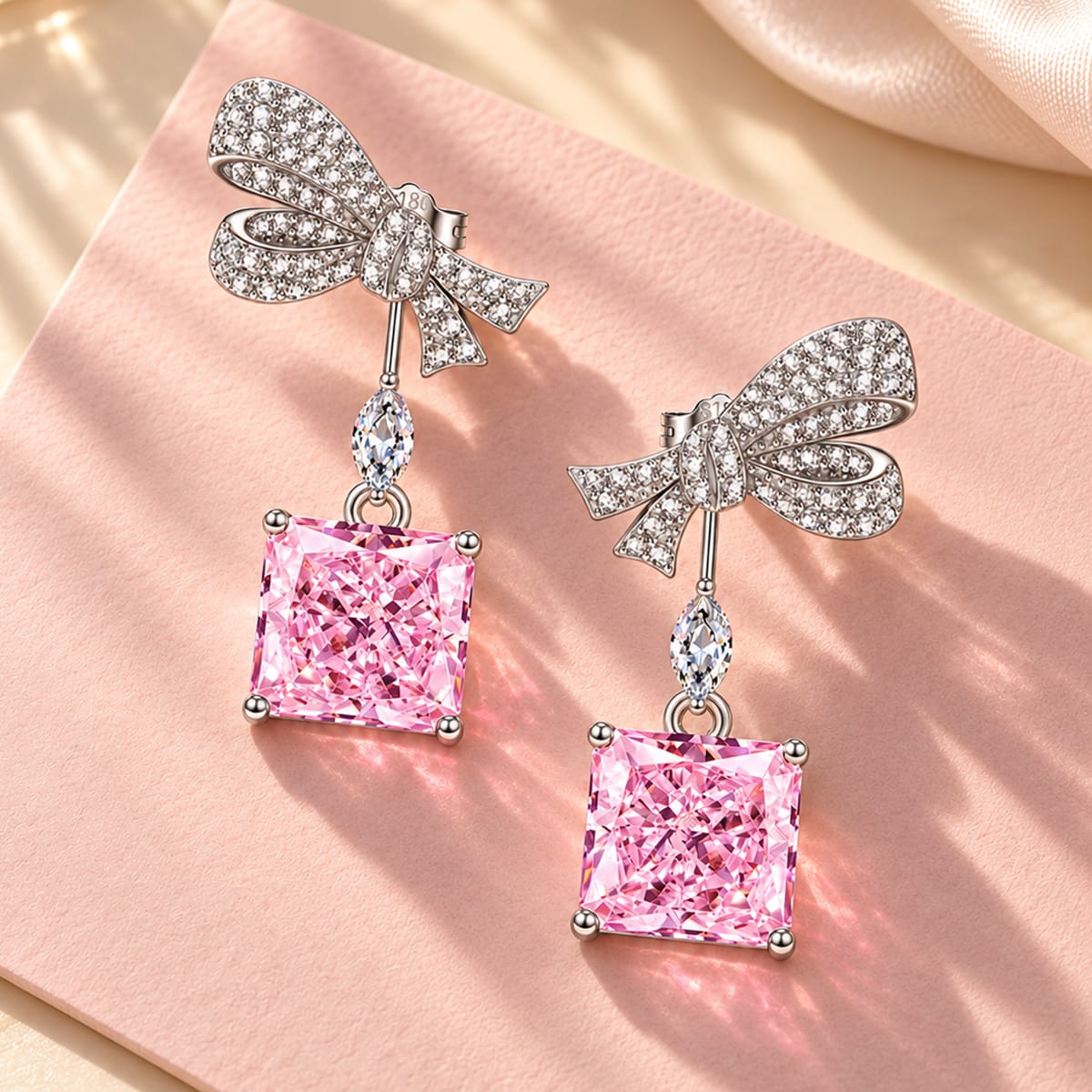 Timeless Elegance Tarnish-resistant Silver Drop Earrings with Sterling Silver Ear Post In White Gold Plated