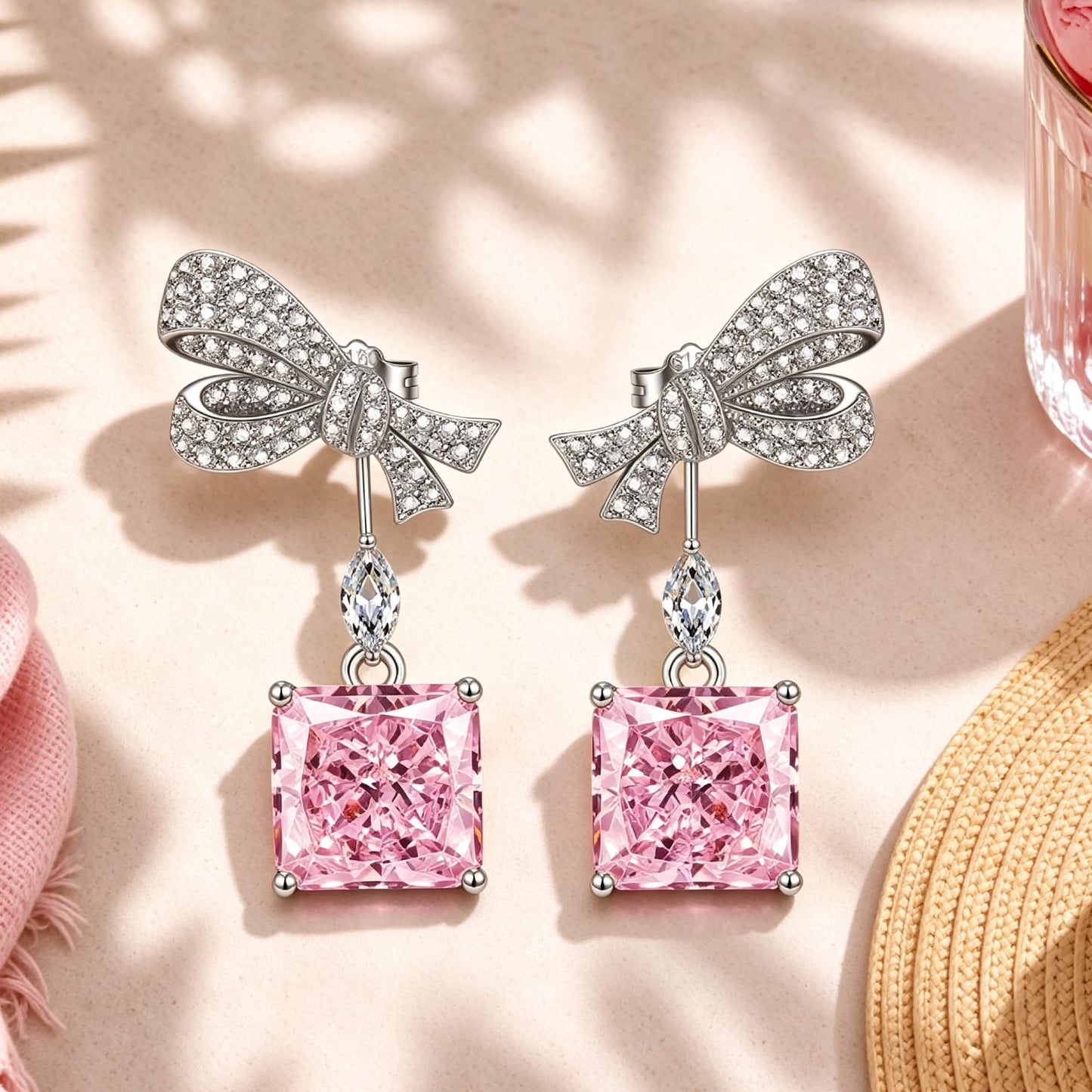 Timeless Elegance Tarnish-resistant Silver Drop Earrings with Sterling Silver Ear Post In White Gold Plated