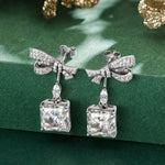 Timeless Elegance Tarnish-resistant Silver Drop Earrings with Sterling Silver Ear Post In White Gold Plated