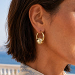 Sterling Silver Lucky Clover Hoop Earrings In 14K Gold Plated