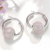 Sterling Silver Pink Zirconia Minimalist Hoop Earrings In White Gold Plated