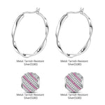 Summer Barbiecore Tarnish-resistant Silver Charms Earrings Set L size Classic Hoop Earrings with Sterling Silver Ear Post In White Gold Plated