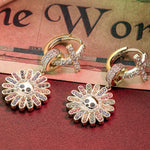 Sterling Silver Blossom on Bone Charms Earrings Set With Enamel In 14K Gold Plated