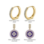 Sterling Silver Violet Whispers Charms Earrings Set With Enamel In 14K Gold Plated