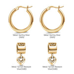 Sterling Silver Elegant Heart Charms Earrings Set In 14K Gold Plated