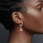 Sterling Silver Vitality of Paris Charms Earrings Set In 14K Gold Plated