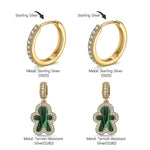 Sterling Silver Malachite Emerald Gingerbread Man Charms Earrings Set In 14K Gold Plated