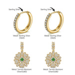 Sterling Silver Blossoming Brilliance Charms Earrings Set In 14K Gold Plated