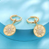 Sterling Silver Morning Star Charms Earrings Set In 14K Gold Plated