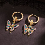 Sterling Silver Macabre Monarch Charms Earrings Set With Enamel In 14K Gold Plated