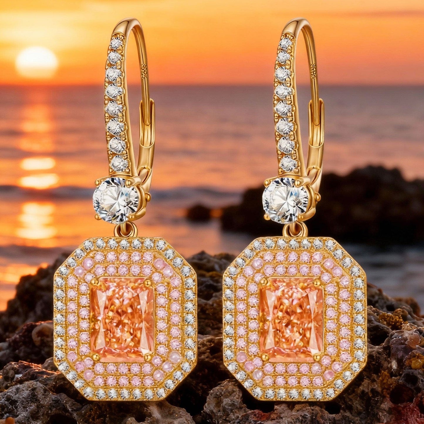 Sterling Silver Rose Dawn Earrings In 14K Gold Plated
