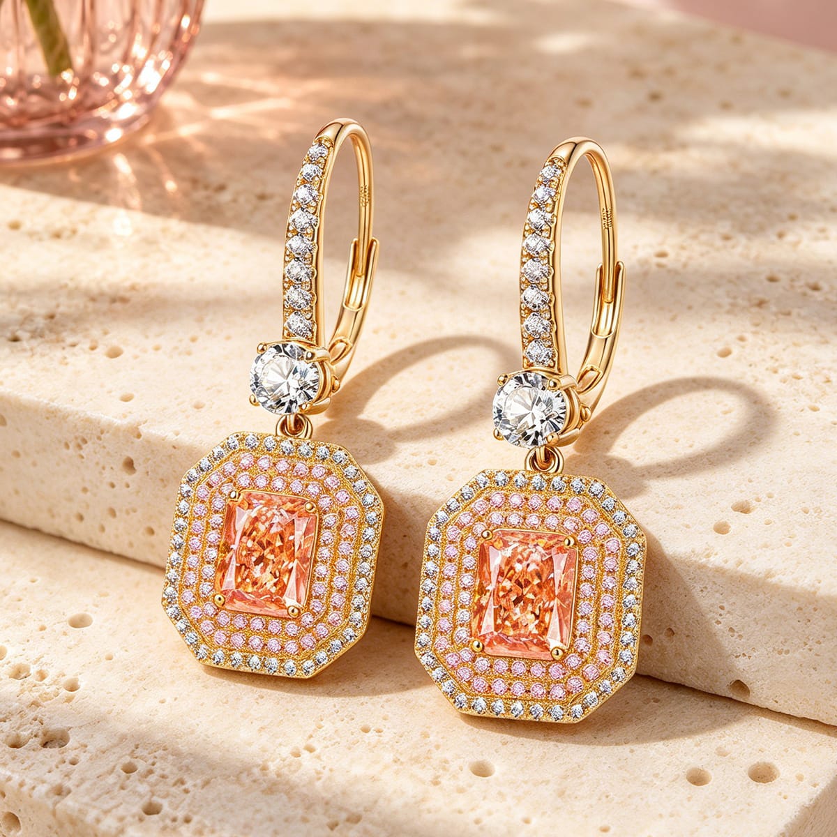 Sterling Silver Rose Dawn Earrings In 14K Gold Plated