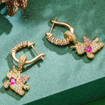 Mythical Love Tarnish-resistant Silver Charms Earrings Set In 14K Gold Plated