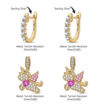 Mythical Love Tarnish-resistant Silver Charms Earrings Set In 14K Gold Plated