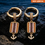 Sterling Silver Black Sand Riviera Charm Earrings Set in 14K Gold Plated