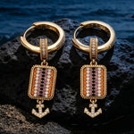 Sterling Silver Black Sand Riviera Charm Earrings Set in 14K Gold Plated