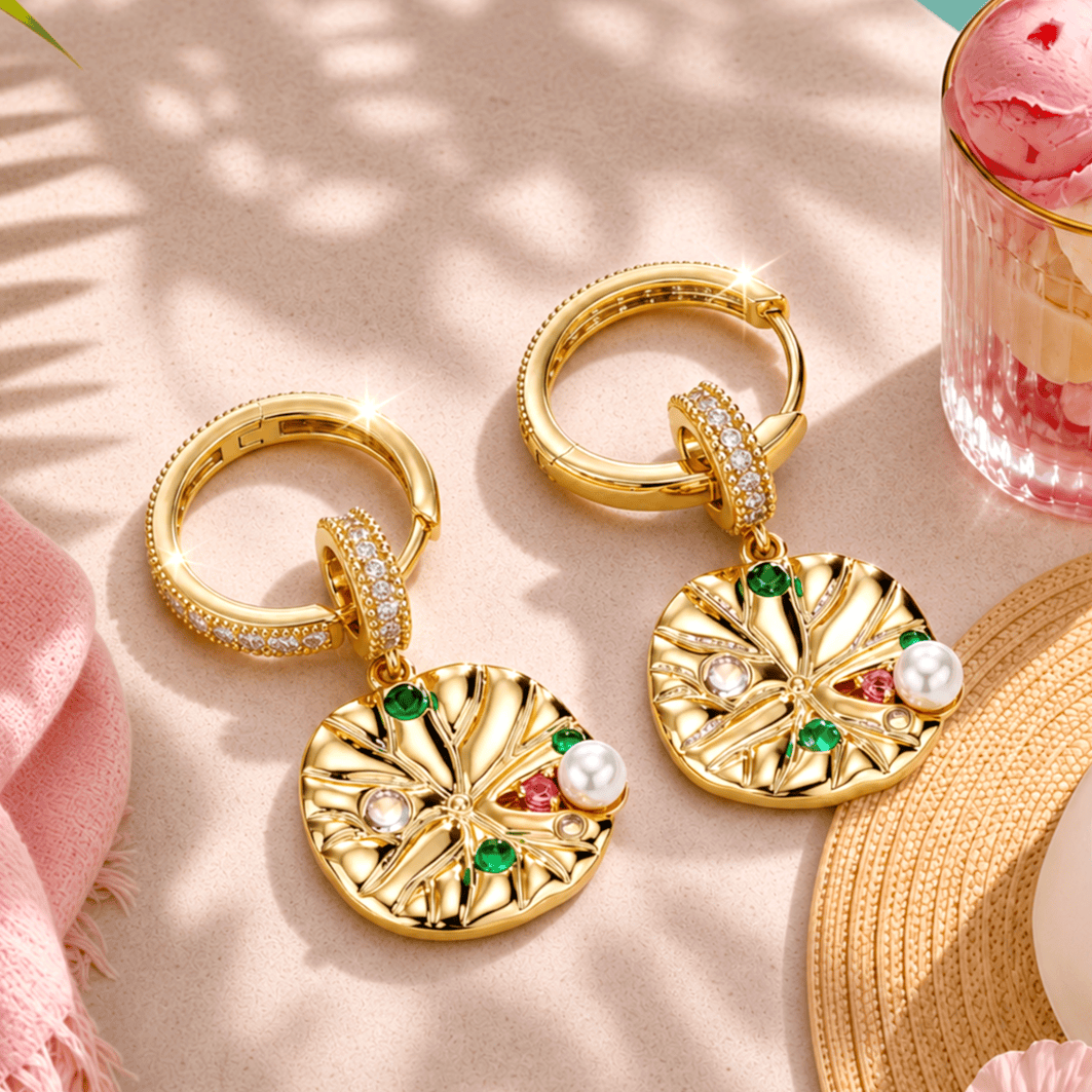 Sterling Silver Sweet Escapes Charm Earrings Set in 14K Gold Plated
