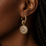 Sterling Silver Mediterranean Evil Eye Multicolor Pavé Gemstone Curated Hoop Earring Set in 14K Gold Plating