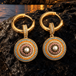 Sterling Silver Mediterranean Evil Eye Multicolor Pavé Gemstone Curated Hoop Earring Set in 14K Gold Plating