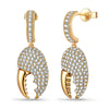 Sterling Silver Gilded Crescent Crab Claw Pavé Drop Earrings In 14K Gold Plating