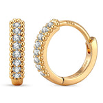 0.2 CT.TW Lab-Created Diamond Round Huggie Hoop Earrings in Tarnish-Resistant Silver, Sterling Silver Ear Post in 14K Gold Plated (Includes IGI Certification from International Gemological Institute)