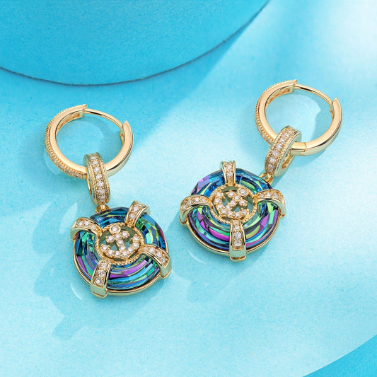gona- Sterling Silver Anchor of Deep-sea Charms Earrings Set In 14K Gold Plated