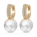 Sterling Silver Eternal Grace 12mm Pearl Earrings In 14K Gold Plated -Created With SWAROVSKI® Pearls