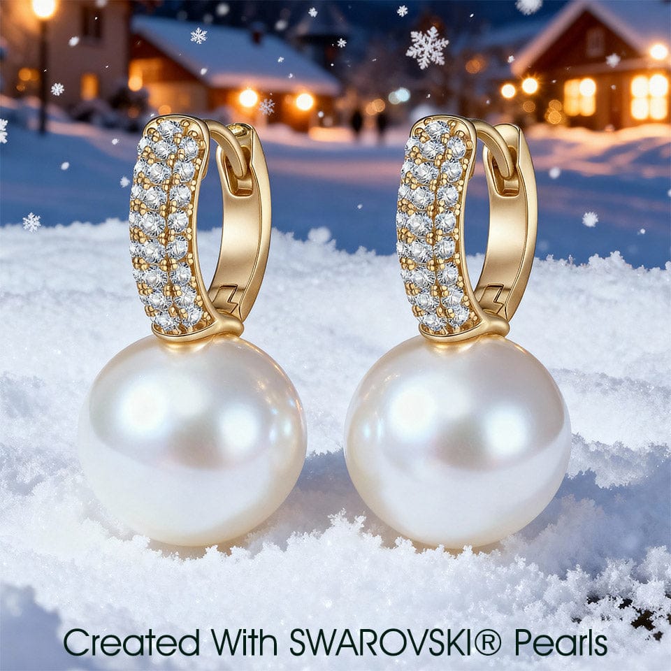 Sterling Silver Eternal Grace 12mm Pearl Earrings In 14K Gold Plated -Created With SWAROVSKI® Pearls