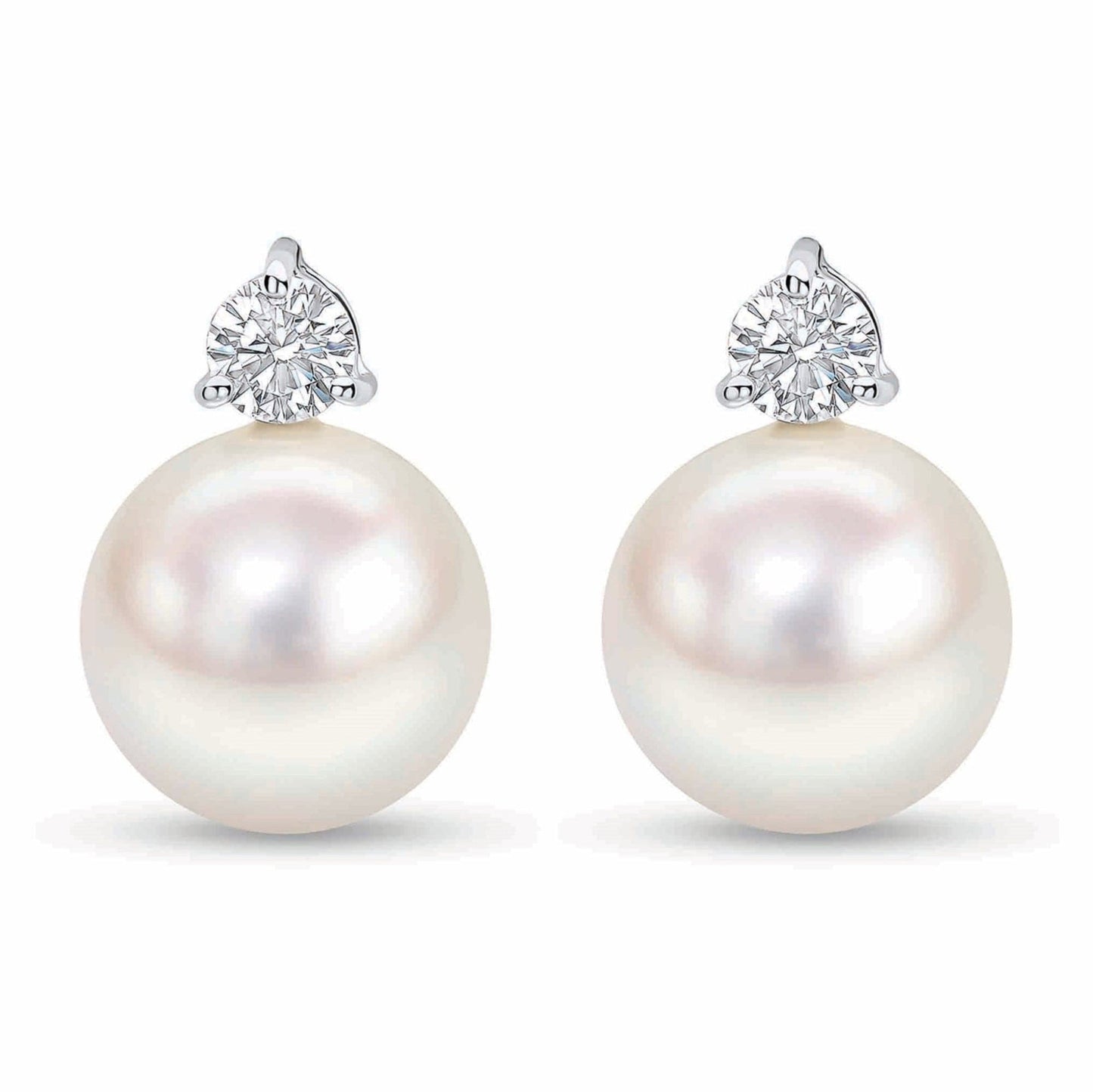 Sterling Silver Celestial Beauty 12mm Pearl Earrings In White Gold Plated -Created With SWAROVSKI® Pearls